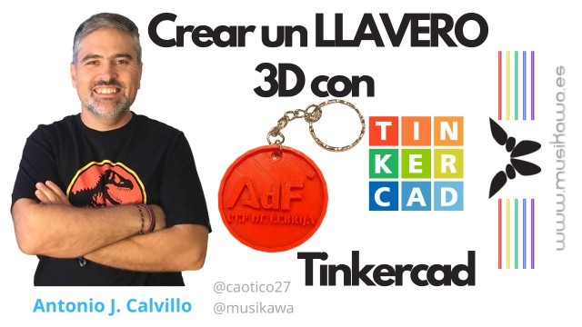 Crear un llavero en 3D personalizado con TinkerCad [muy fácil] #FlippedKawa
