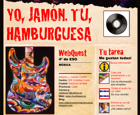 WEBQUEST: Yo, jamón. Tú, hamburguesa, sobre la música popular urbana, por Antonio J. Calvillo